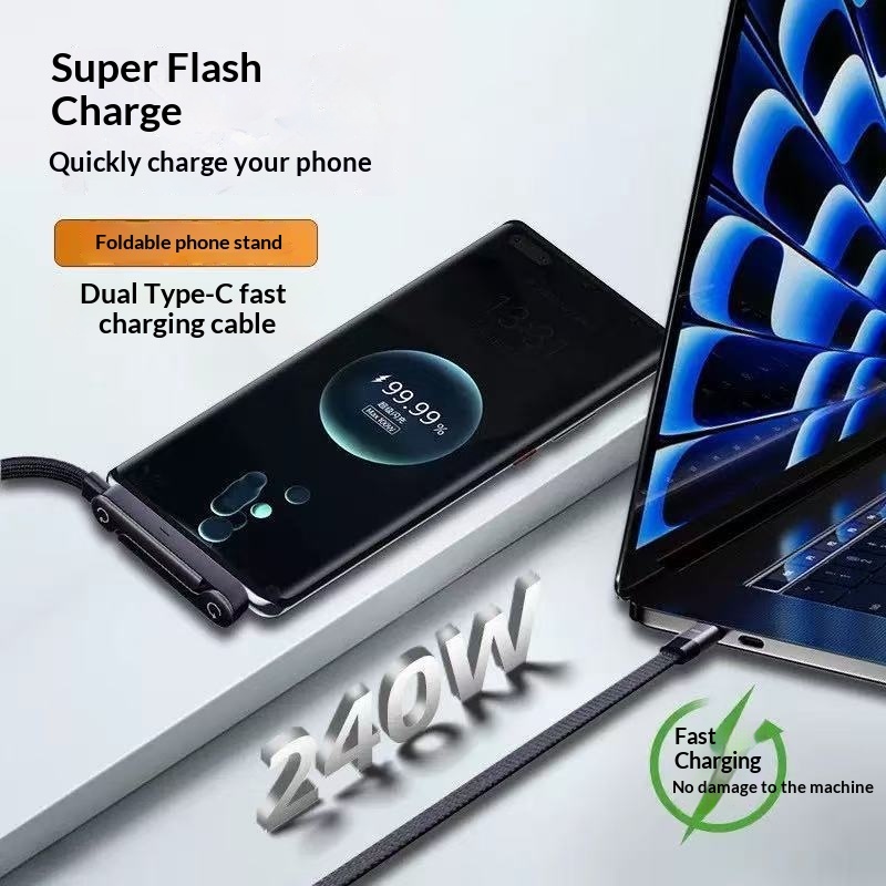 240W Fast-Charging Foldable Stand Data Cable - Image 3